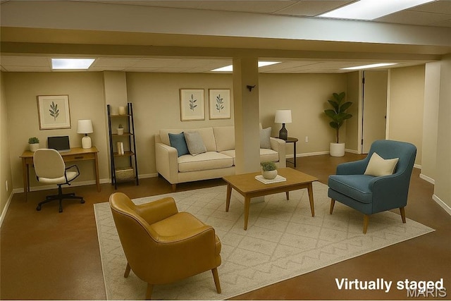7208 Montclair, Godfrey, IL 62035 - living room with a desk and a drop ceiling