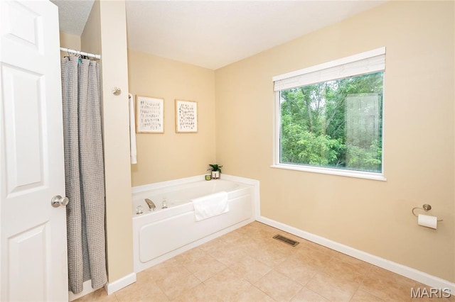 1408 Glacier Pass, Festus, MO 63028 - full bathroom with baseboards, a bath, and curtained shower