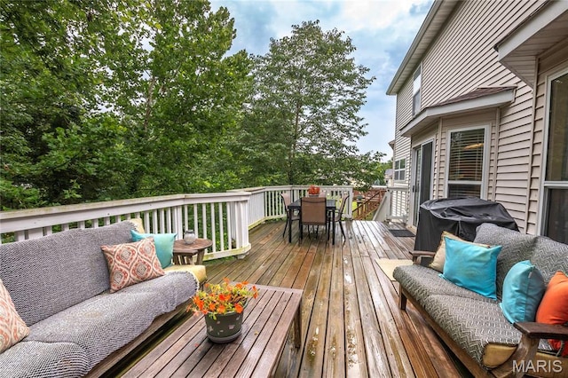 1408 Glacier Pass, Festus, MO 63028 - wooden terrace featuring outdoor dining space and an outdoor hangout area