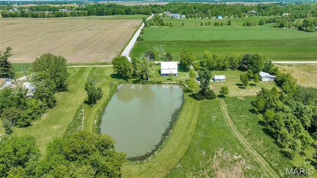 aerial overview of property's location featuring rural landscape and a large body of water
