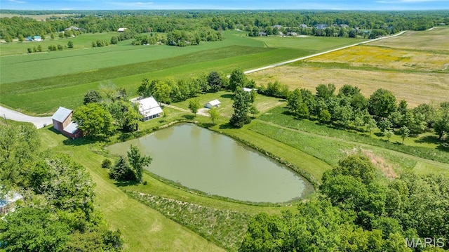 aerial view of sparsely populated area with a large body of water