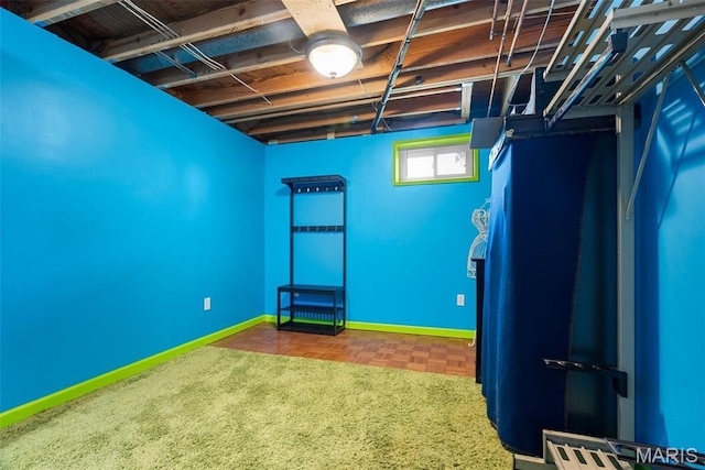 basement with baseboards