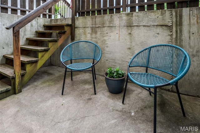 view of patio with stairway