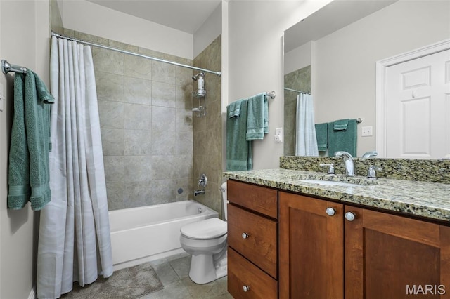 1606 Mississippi Ave, Saint Louis, MO 63104 - bathroom with toilet, shower / tub combo, vanity, and tile patterned floors