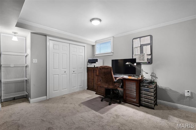 1606 Mississippi Ave, Saint Louis, MO 63104 - office space with crown molding, carpet floors, and baseboards