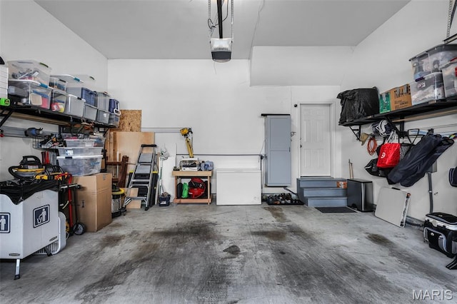 1606 Mississippi Ave, Saint Louis, MO 63104 - garage with refrigerator and a garage door opener