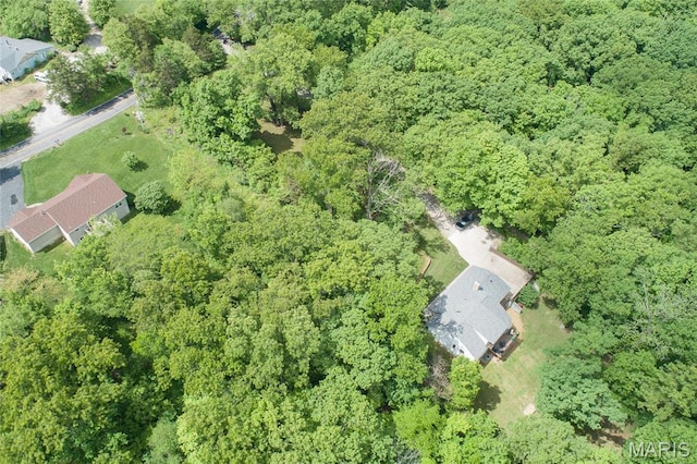 view of property location featuring a heavily wooded area