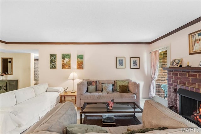 572 Coeur De Royale Dr Unit 105, Saint Louis, MO 63141 - living area featuring crown molding and a fireplace