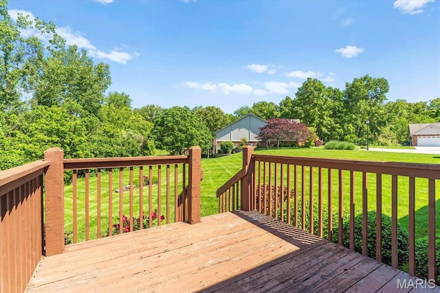 deck with a lawn