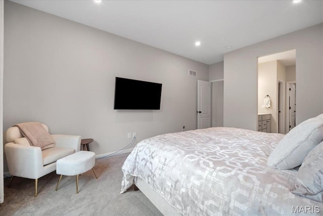719 Myatt Dr, Wentzville, MO 63385 - carpeted bedroom with recessed lighting and ensuite bathroom