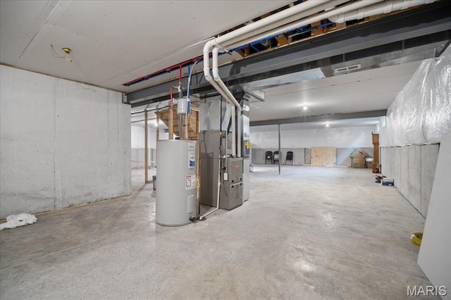 719 Myatt Dr, Wentzville, MO 63385 - unfinished below grade area featuring electric water heater and heating unit