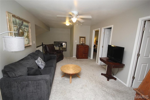 1209 Hunters Chase Dr, Eureka, MO 63025 - carpeted living room with a ceiling fan