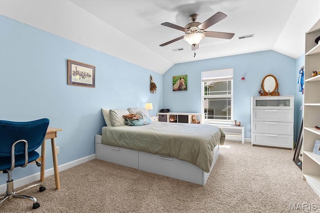 1438 Arbor Green Trl, Ofallon, IL 62269 - bedroom with vaulted ceiling, carpet, ceiling fan, and baseboards