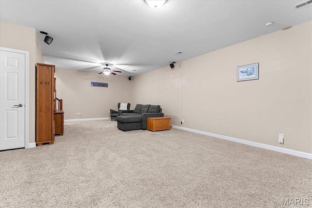 1438 Arbor Green Trl, Ofallon, IL 62269 - sitting room with ceiling fan, carpet flooring, and baseboards