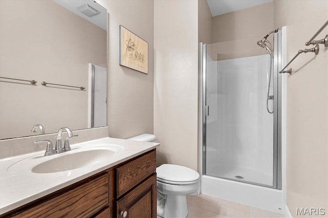 1438 Arbor Green Trl, Ofallon, IL 62269 - full bathroom featuring toilet, a shower stall, vanity, and tile patterned flooring