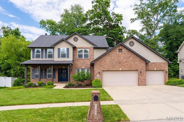 1438 Arbor Green Trl, Ofallon, IL 62269 - view of front facade featuring driveway, an attached garage, brick siding, and roof with shingles