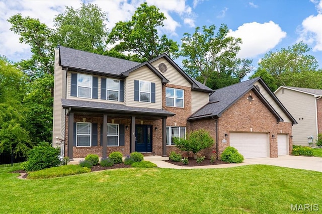 1438 Arbor Green Trl, Ofallon, IL 62269 - view of front of home with brick siding, concrete driveway, and a front yard