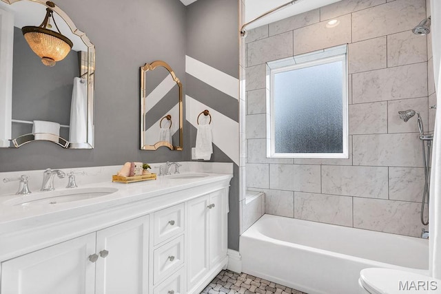 316 Melville Ave, Saint Louis, MO 63130 - full bath featuring double vanity, shower / bath combo with shower curtain, and toilet