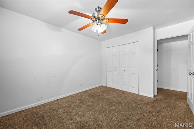 1811 Gascony Parc Dr Unit 1811, Lake St Louis, MO 63367 - unfurnished bedroom featuring carpet floors, baseboards, a closet, and ceiling fan