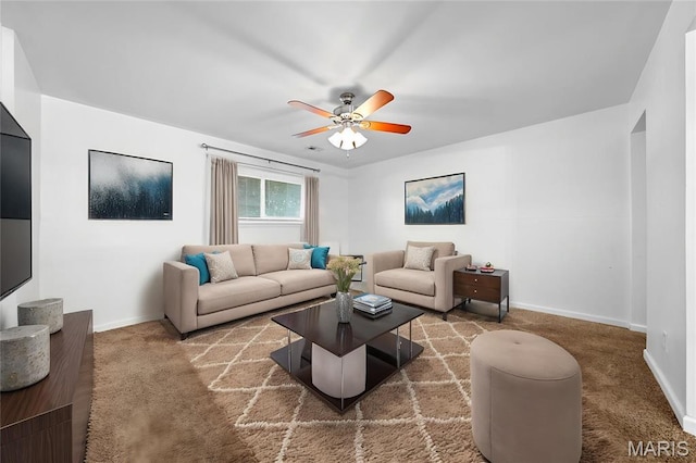 1811 Gascony Parc Dr Unit 1811, Lake St Louis, MO 63367 - living room featuring baseboards, carpet floors, and ceiling fan