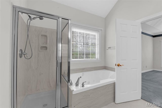 1204 Cobblestone Ter, Lake St Louis, MO 63367 - bathroom with a marble finish shower and a garden tub