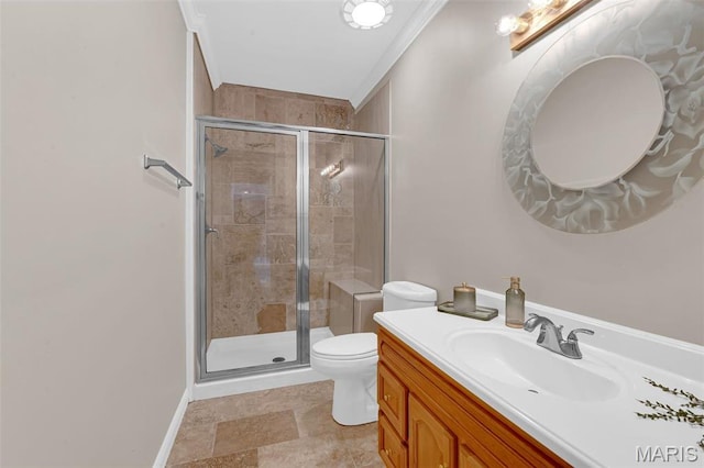 1204 Cobblestone Ter, Lake St Louis, MO 63367 - bathroom with a shower stall, toilet, vanity, and baseboards