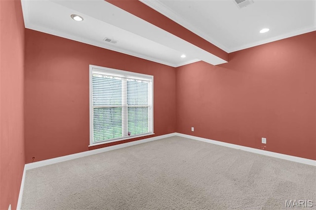 1204 Cobblestone Ter, Lake St Louis, MO 63367 - unfurnished room featuring crown molding, carpet floors, baseboards, and recessed lighting