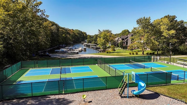 1204 Cobblestone Ter, Lake St Louis, MO 63367 - view of tennis court featuring fence