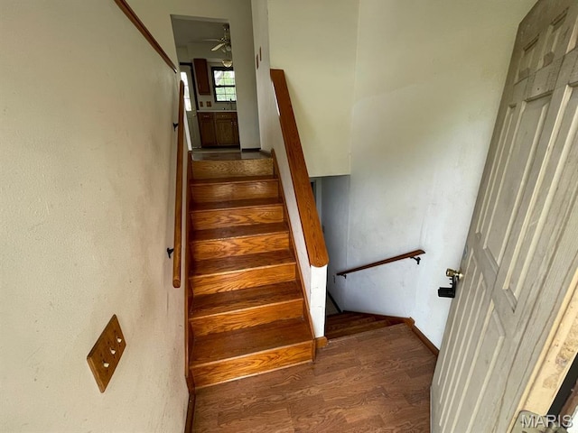 33 Briarcliff Dr, Granite City, IL 62040 - staircase featuring wood finished floors and a ceiling fan