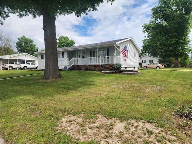 1104 Ringo St, Mexico, MO 65265 - ranch-style house featuring a porch and a front yard
