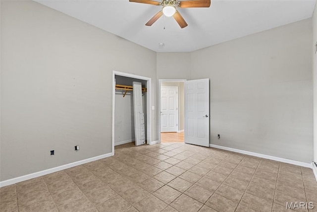 122 Morgan Lake Rd, De Soto, MO 63020 - unfurnished bedroom with baseboards, a ceiling fan, and a closet
