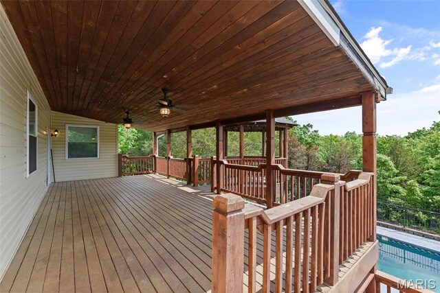 122 Morgan Lake Rd, De Soto, MO 63020 - wooden deck with a ceiling fan