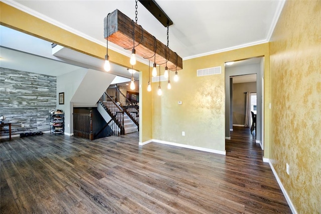 491 Cypress Creek Ln, Imperial, MO 63052 - unfurnished living room with wood finished floors, stairway, and baseboards