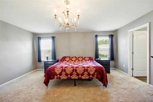 491 Cypress Creek Ln, Imperial, MO 63052 - bedroom featuring a chandelier, carpet flooring, and baseboards