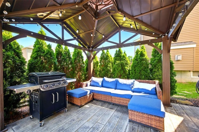 491 Cypress Creek Ln, Imperial, MO 63052 - wooden terrace with a gazebo, an outdoor hangout area, and a grill