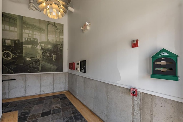 detailed view of a fire alarm and ceiling fan