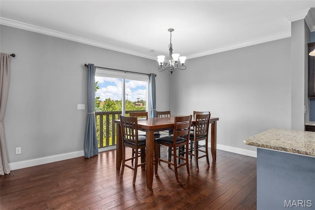 137 Countryshire Dr, Lake St Louis, MO 63367 - dining room with a chandelier, crown molding, baseboards, and dark wood-type flooring