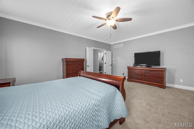 137 Countryshire Dr, Lake St Louis, MO 63367 - bedroom with crown molding, carpet flooring, baseboards, and a ceiling fan