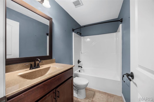 137 Countryshire Dr, Lake St Louis, MO 63367 - bathroom featuring toilet, vanity, bathtub / shower combination, and tile patterned flooring