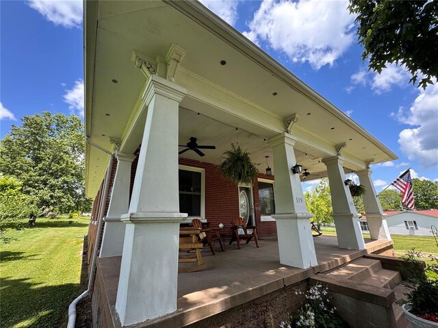 339 E Reynolds St E, Ironton, MO 63650 - view of patio with a ceiling fan and covered porch