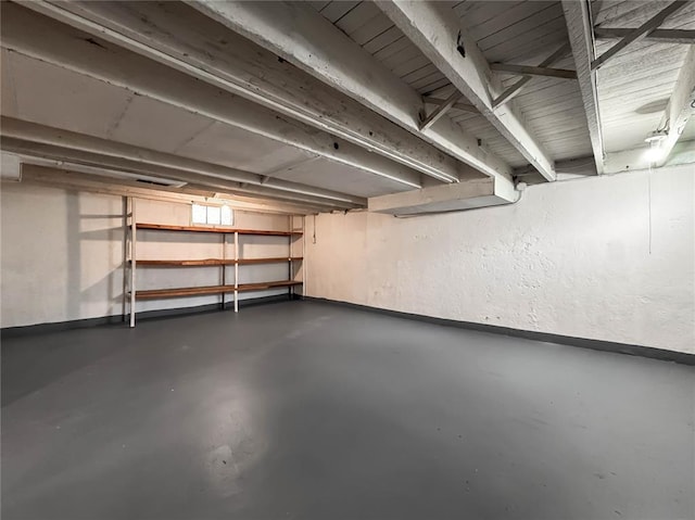 unfinished basement with baseboards