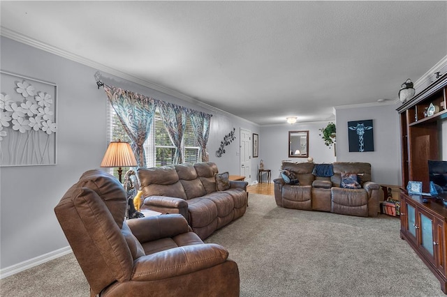 102 E Charlotte, Lilbourn, MO 63862 - living area with carpet flooring, crown molding, and baseboards