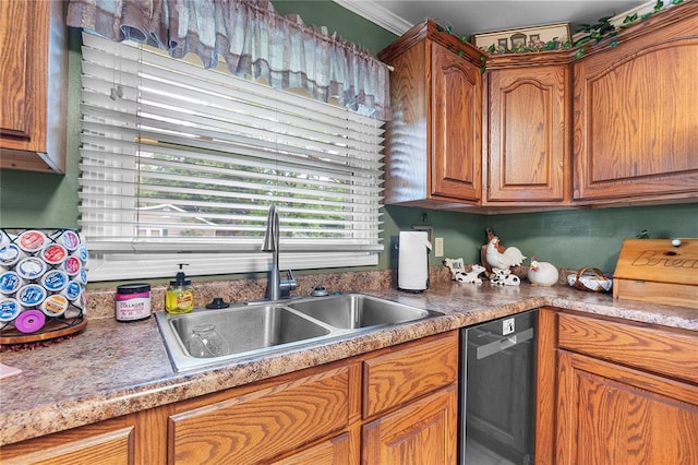 102 E Charlotte, Lilbourn, MO 63862 - kitchen featuring dishwasher, a sink, and brown cabinetry