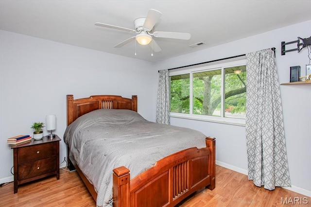 10077 N Bunker Hill Dr Unit F, Mehlville, MO 63123 - bedroom with light wood-style floors and a ceiling fan