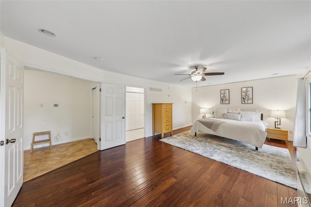 200 Hibler Oaks Dr, Creve Coeur, MO 63141 - bedroom featuring wood-type flooring, baseboards, and a ceiling fan