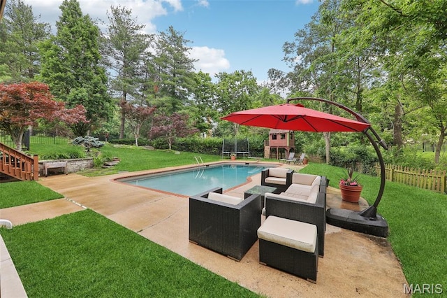 200 Hibler Oaks Dr, Creve Coeur, MO 63141 - view of pool with a patio, an outdoor hangout area, and view of scattered trees