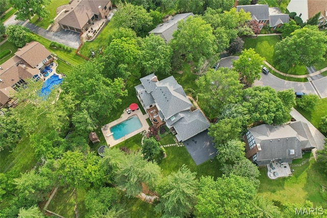 200 Hibler Oaks Dr, Creve Coeur, MO 63141 - aerial perspective of suburban area featuring a pool area