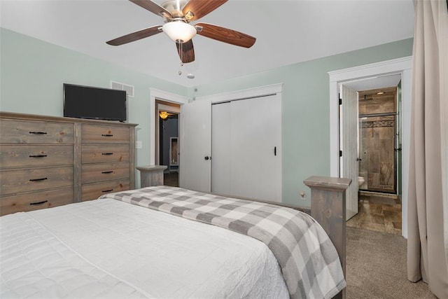 12930 Mohawk Dr, De Soto, MO 63020 - bedroom with a closet, carpet, and ceiling fan