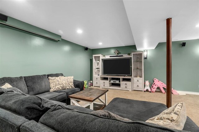 12930 Mohawk Dr, De Soto, MO 63020 - living room featuring carpet flooring and recessed lighting