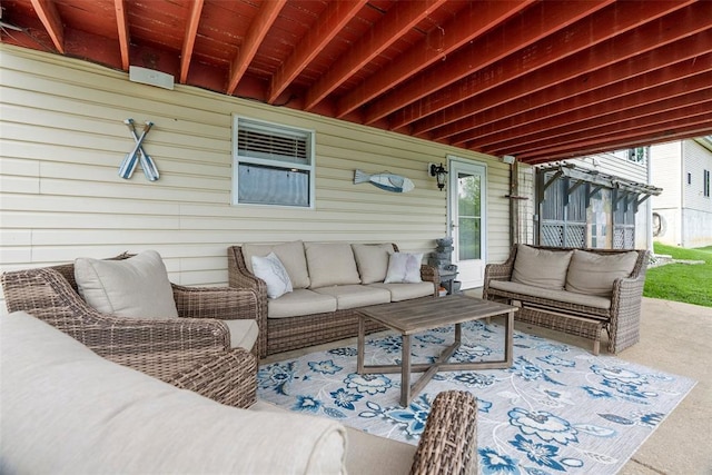 12930 Mohawk Dr, De Soto, MO 63020 - view of patio / terrace featuring an outdoor hangout area and a sunroom